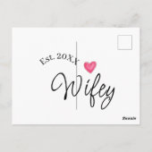 Wifey red heart est. Year future wife valentine's  Briefkaart (Achterkant)