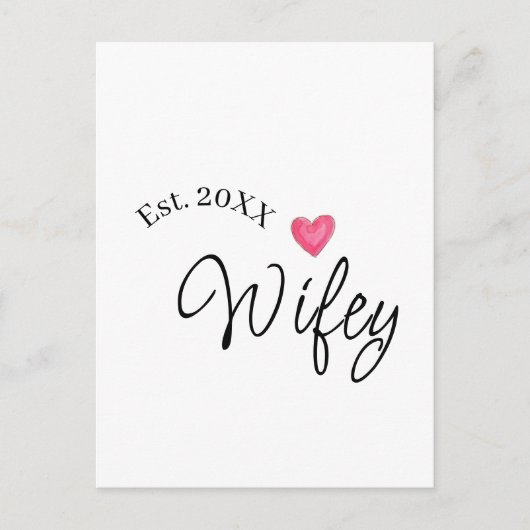 Wifey red heart est. Year future wife valentine's  Briefkaart (Voorkant)