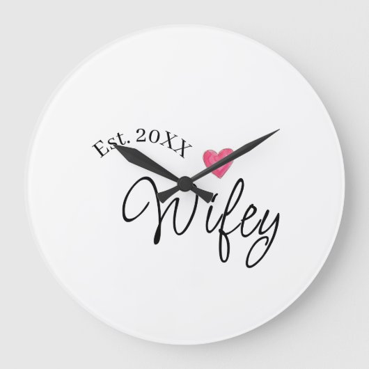 Wifey red heart est. Year future wife valentine's Grote Klok (Voorkant)