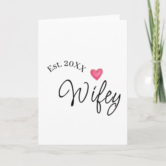 Wifey red heart est. Year future wife valentine's  Kaart (Voorkant)
