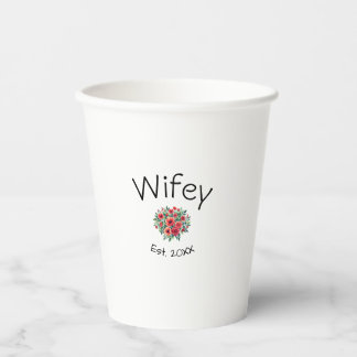 Wifey rode bloemrijke est Jaar toekomstige vrouw v Papieren Bekers