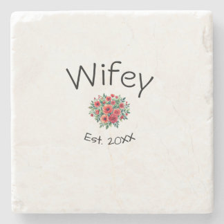 Wifey rode bloemrijke est Jaar toekomstige vrouw v Stenen Onderzetter