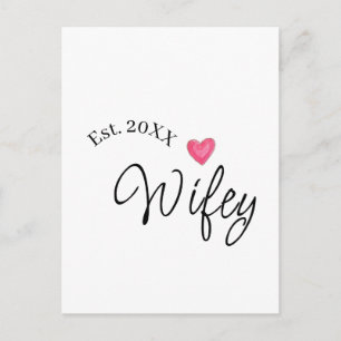 Wifey rood hart gesticht. Jaar toekomstige vrouw v Briefkaart