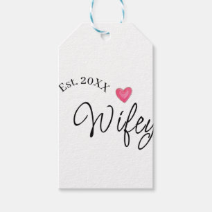 Wifey rood hart gesticht. Jaar toekomstige vrouw v Cadeaulabel