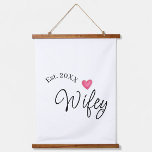 Wifey rood hart gesticht. Jaar toekomstige vrouw v Hangend Wandkleed