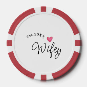 Wifey rood hart gesticht. Jaar toekomstige vrouw v Poker Chips
