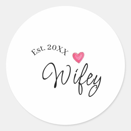 Wifey rood hart gesticht. Jaar toekomstige vrouw v Ronde Sticker (Voorkant)