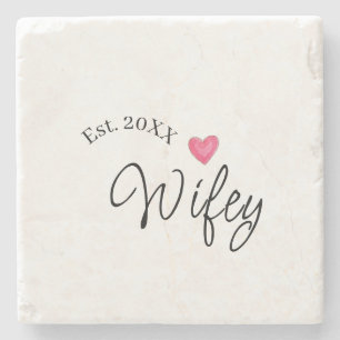 Wifey rood hart gesticht. Jaar toekomstige vrouw v Stenen Onderzetter