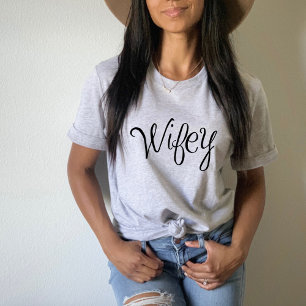 Wifey Schattige Zwart Script Grijs Vrouwen T-shirt