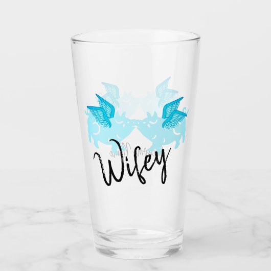 Wifey Schattigee Vliegende Varkens met Vleugels Bl Glas (Voorkant)