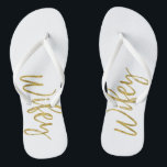Wifey Teenslippers met Gold Folie Typografie<br><div class="desc">Wifey Teenslippers met Gold Folie Typografie</div>