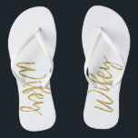 Wifey Teenslippers met Gold Folie Typografie<br><div class="desc">Wifey Teenslippers met Gold Folie Typografie</div>