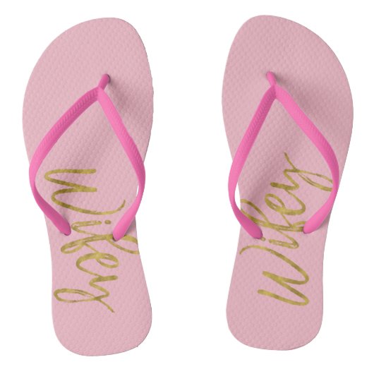 Wifey Teenslippers met goudfolie en roze (Voetbed)