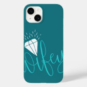Wifey Turquoise Script & Diamond Case-Mate iPhone Case (Achterkant)