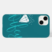 Wifey Turquoise Script & Diamond Case-Mate iPhone Case (Achterkant (horizontaal))