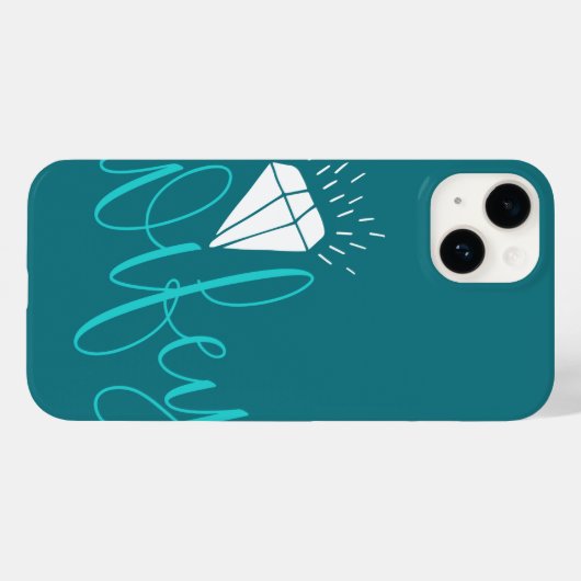 Wifey Turquoise Script & Diamond Case-Mate iPhone Case (Achterkant (horizontaal))