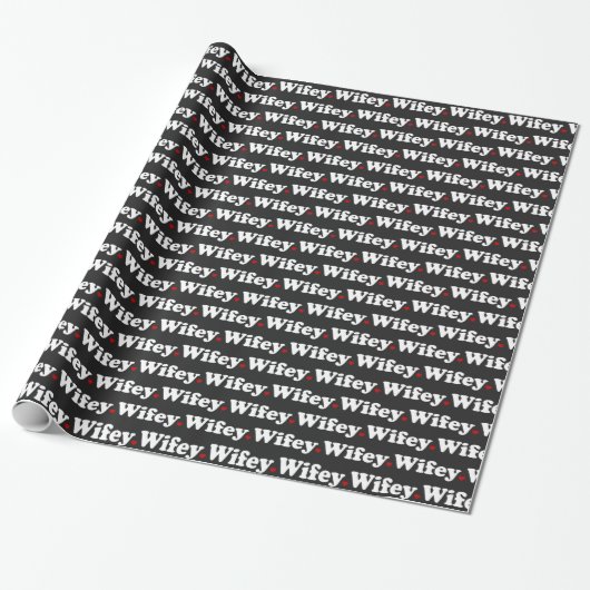Wifey Typography Black Cadeaupapier (Uitgerold)