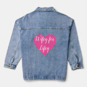 Wifey voor het leven in roze hart denim jas denim jacket (Achterkant)