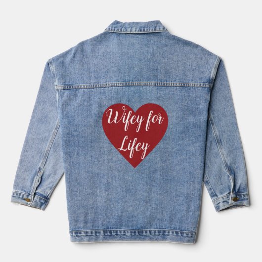 Wifey voor Lifey in Red Heart Denim Jacket (Achterkant)