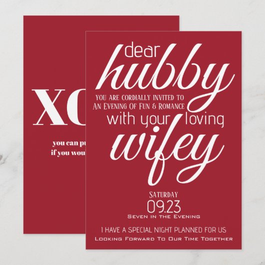 Wifey vraagt Hubby uit Kaart (Voorkant / Achterkant)