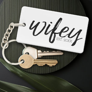 Wifey - Whimsical Black Calligraphy for the Bride Sleutelhanger