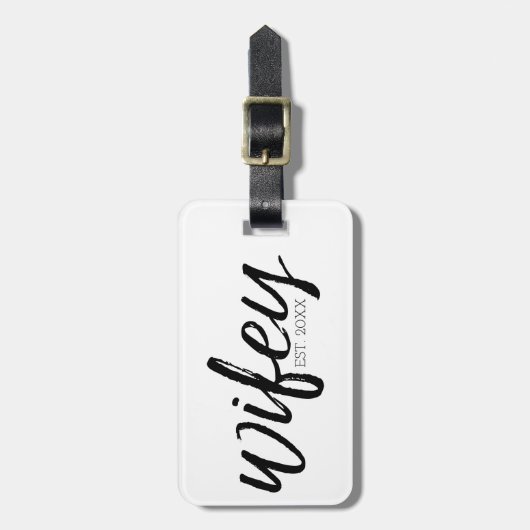 Wifey - Whimsische Zwarte Calligrafie voor de Brui Bagagelabel (Voorkant verticaal)