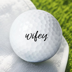 Wifey - Whimsische zwarte kalligrafie voor de brui Golfballen