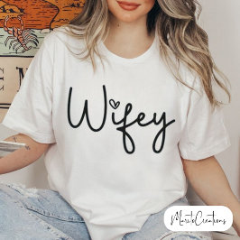 Wifey White Modern Black Script Woman's Gift Bride T-shirt