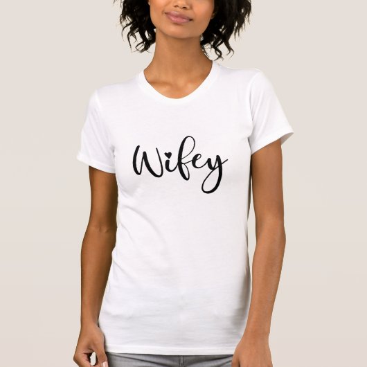 Wifey White Modern Black Script Womens T-Shirt (Voorkant)