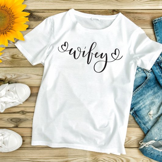 Wifey wit modern zwart script harten vrouwen t-shirt