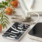 Wifey | Wit tekstontwerp met foto Sleutelhanger (Voorkant Rechts)