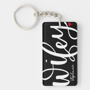 Wifey Wit tekstontwerp met foto Sleutelhanger