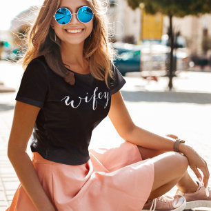 Wifey Witte Moderne Witte Schrift Zwarte Dames T-shirt