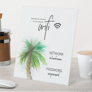 WiFi Aangepast Tabletop Sign - Palm Tree Beach The Reclamebord Met Voetstuk
