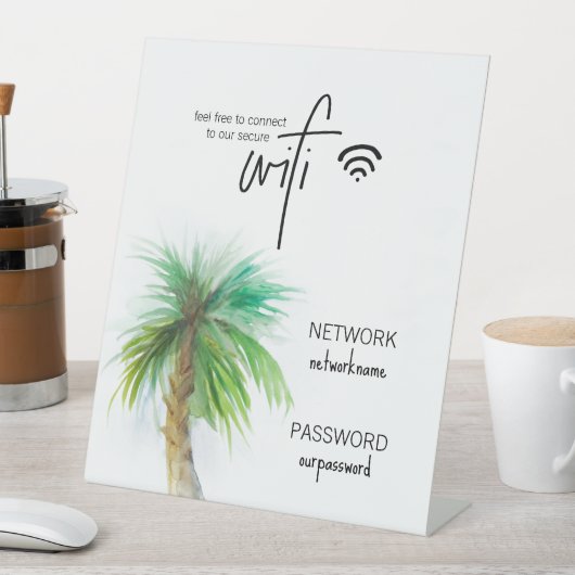 WiFi Aangepast Tabletop Sign - Palm Tree Beach The Reclamebord Met Voetstuk (Insitu)