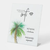 WiFi Aangepast Tabletop Sign - Palm Tree Beach The Reclamebord Met Voetstuk (Voorkant)