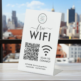 WiFi-bedrijfsbord – Logo, QR-code en netwerk Reclamebord Met Voetstuk
