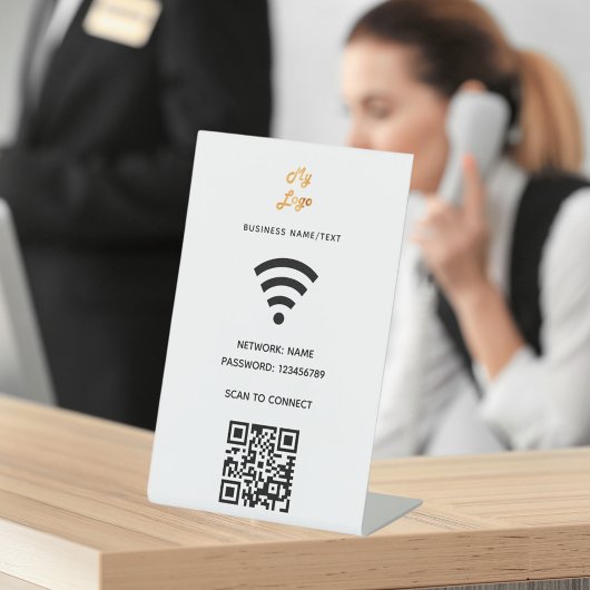WiFi business logo qr code scan om verbinding te m Reclamebord Met Voetstuk