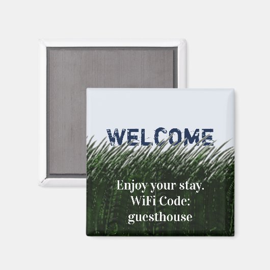 WiFi-code gasthuis Groene grass Vacation Home Magneet (Voorkant / Achterkant)