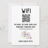 WiFi-code met QR-code en bloemontwerp Feestdagenkaart (Voorkant)