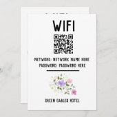 WiFi-code met QR-code en bloemontwerp Feestdagenkaart (Voorkant / Achterkant)