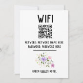 WiFi-code met QR-code en bloemontwerp Feestdagenkaart (Achterkant)