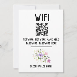 WiFi-code met QR-code en bloemontwerp Feestdagenkaart