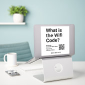 WiFi-code met QR-code op een Sticker (Laptop op bureau)