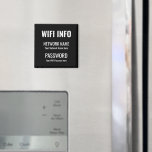 WiFi - Eenvoudig wit, zwart met Typografie Magneet<br><div class="desc">Een praktische manier om uw WiFi-details altijd te bewaren voor bezoekers aan huis, met deze Magnet voor uw koelkast, met eenvoudige witte typografie op een zwarte achtergrond. Eenvoudig aan te passen met uw eigen netwerkgegevens en wachtwoord.</div>