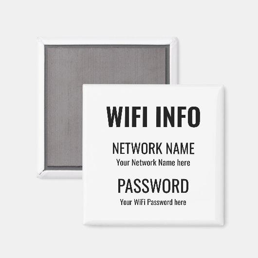 WiFi - Eenvoudige zwarte Typografische White Magneet (Voorkant / Achterkant)