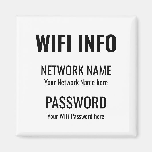 WiFi - Eenvoudige zwarte Typografische White Magneet (Voorkant)