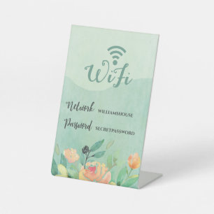 WiFi Family Guest Kantoor Floral Wachtwoord Intern Reclamebord Met Voetstuk