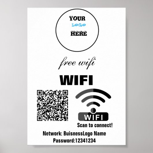 WIFI het Poster van de Code van het Wachtwoord QR  (Voorkant)