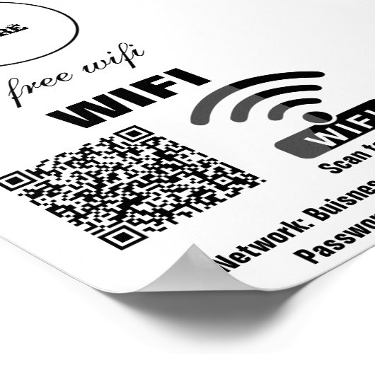 WIFI het Poster van de Code van het Wachtwoord QR  (Hoek)